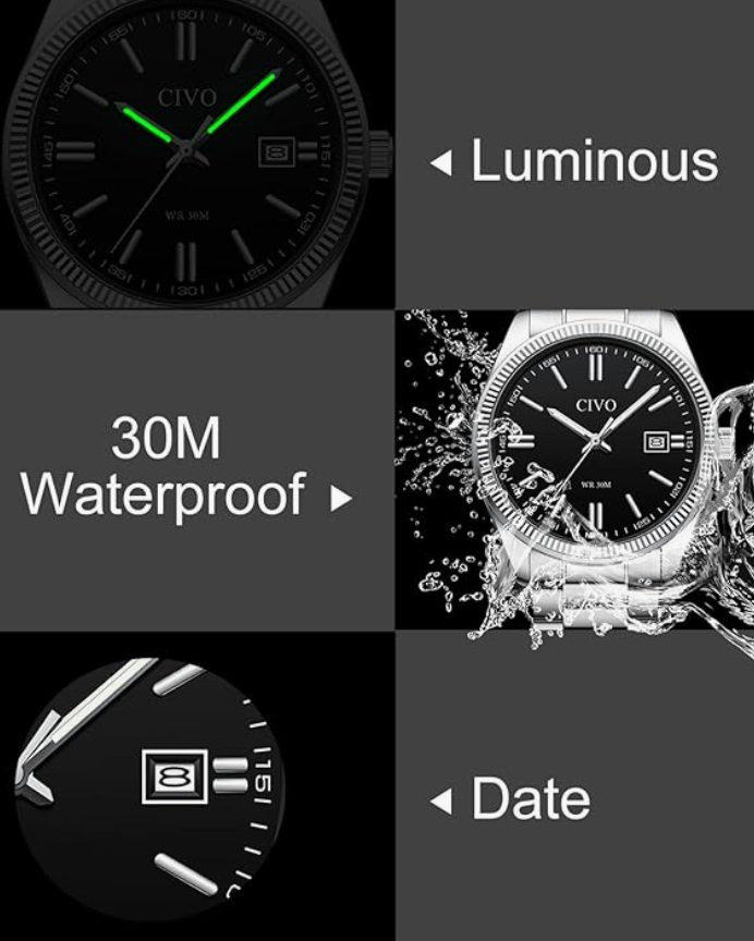 CIVO Men's Watches Stainless Steel