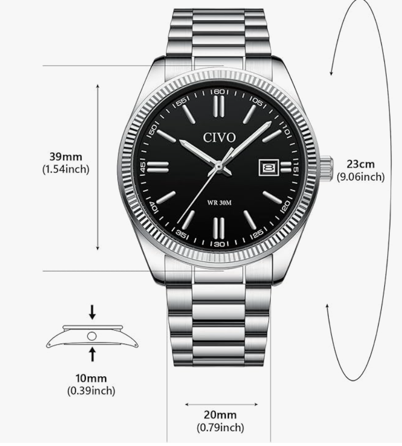 CIVO Men's Watches Stainless Steel